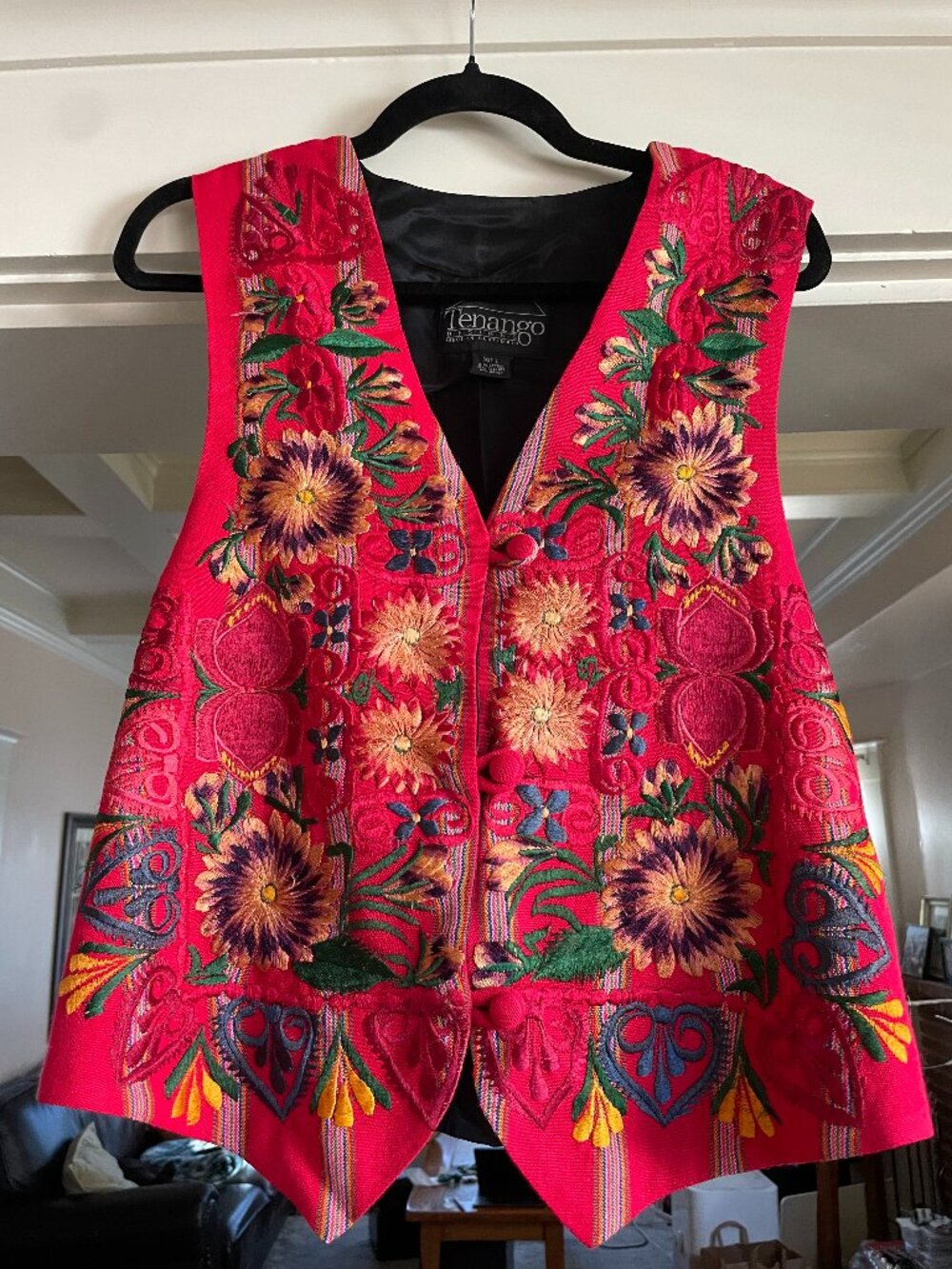 Tenango Designs Vibrant Embroidered Vest - L